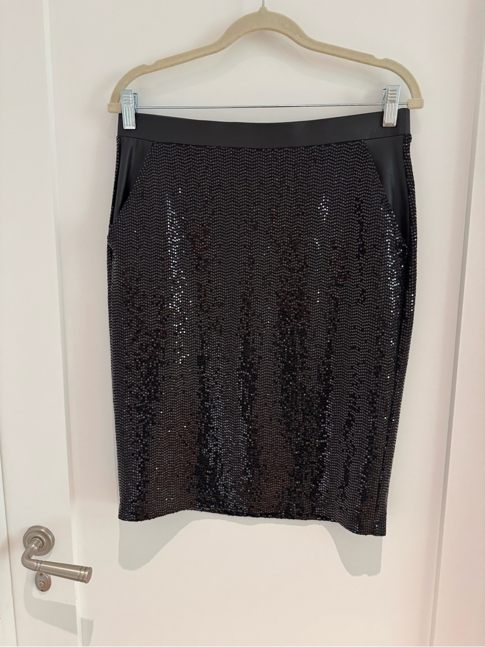 Clara Sunwoo Black Sequin Pencil Skirt